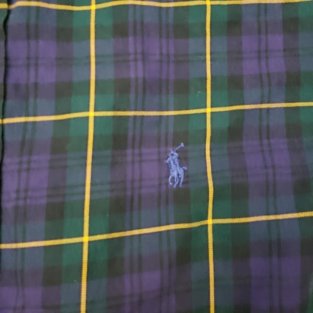 VINTAGE Polo Ralph Lauren Shirt Mens Extra Large Blackwatch Tartan Plaid Adult *